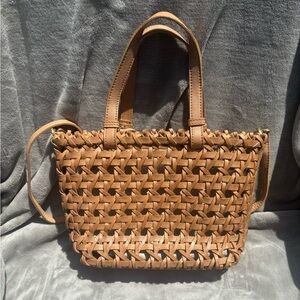 Genuine Leather Woven Handbag Crossbody Satchel